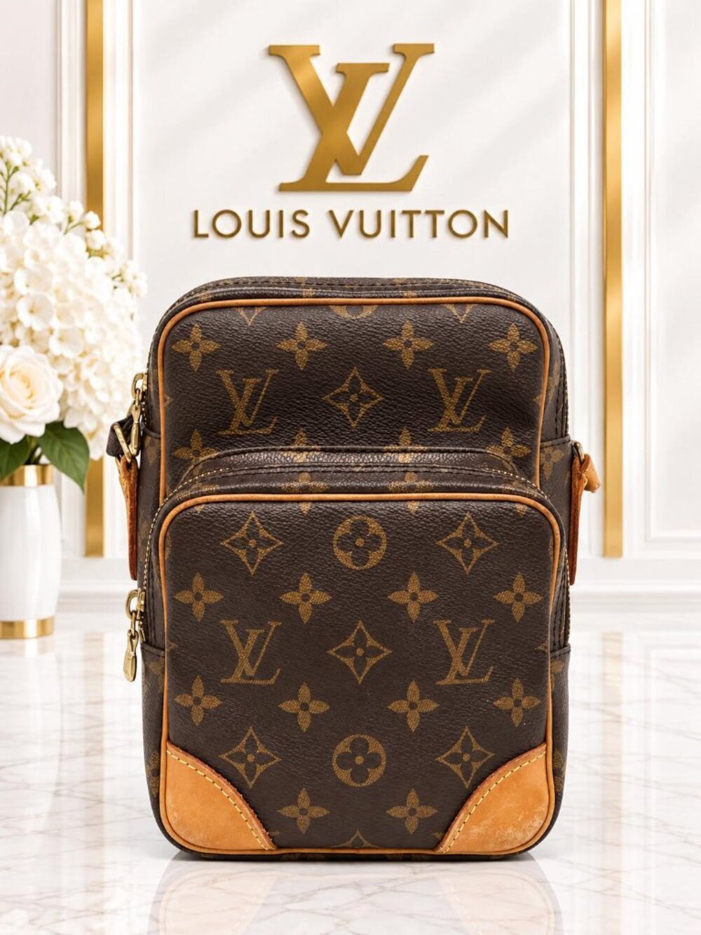 Authentic Louis Vuitton Amazone Monogram Crossbody Bag Vintage LV Shoulder Bag
